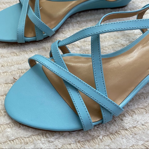Talbots aqua Capri Crossed Napa Wedge Sandals - Picture 12 of 12